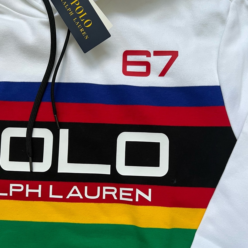 POLO RALPH LAUREN World Cup Racing Alpine Logo Striped Multicolor Hoodie - Picture 6 of 12